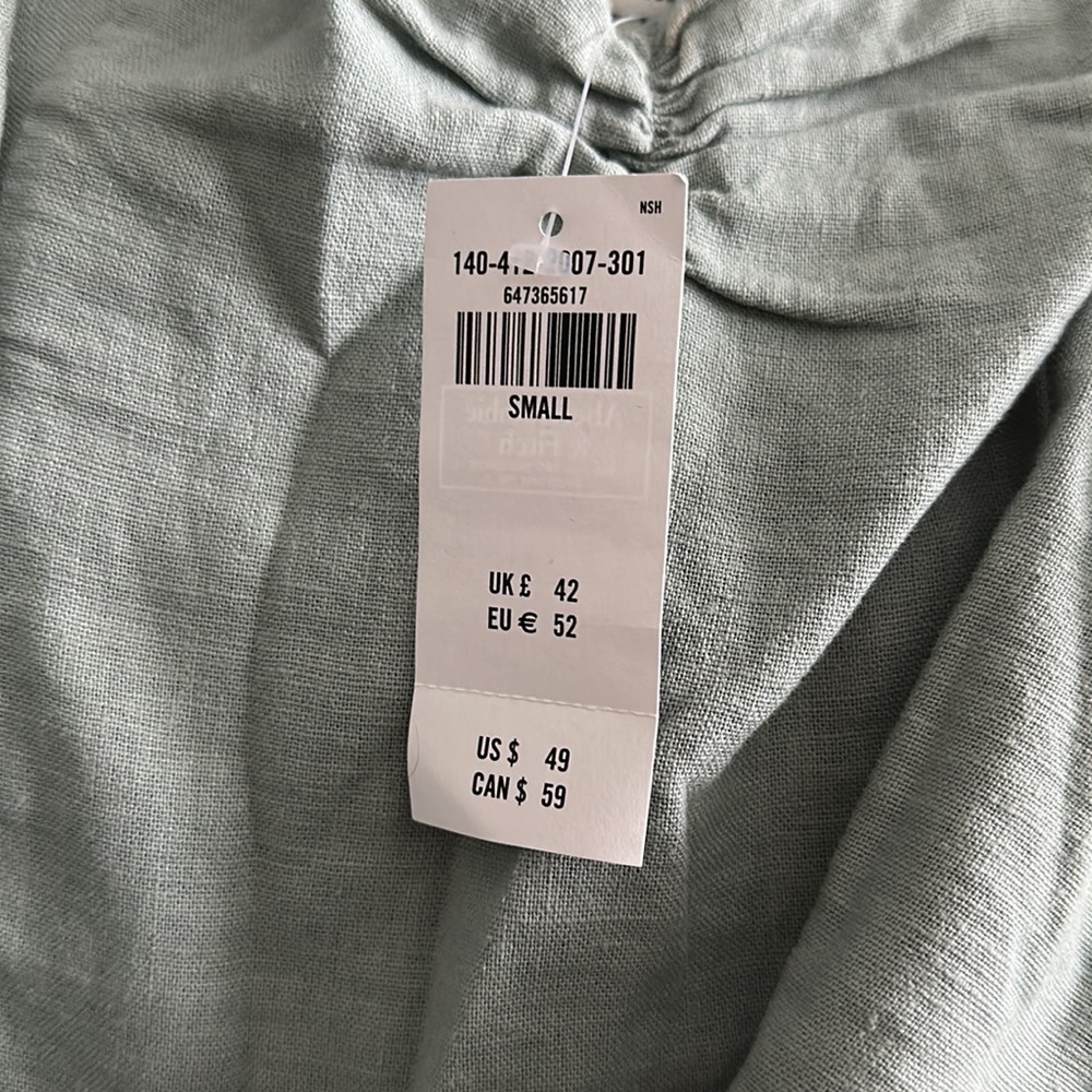 Nwt Short-Sleeve Cinched Linen-Blend Top - Picture 2 of 7